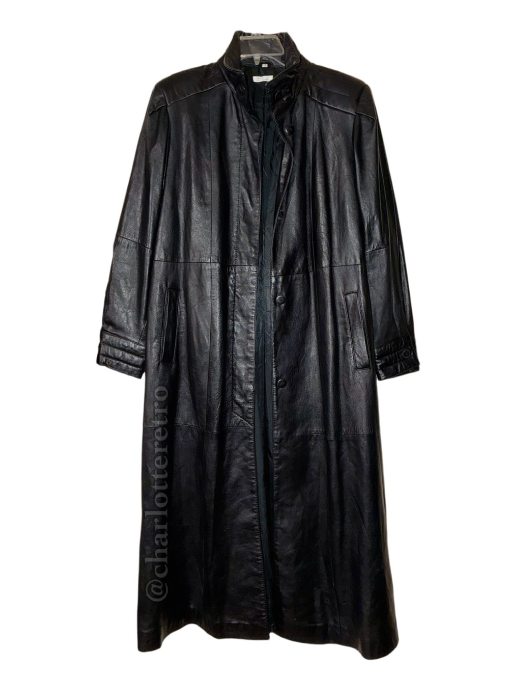 vtg Butter Soft Leather Trench w Pleated back Swing • Hungary